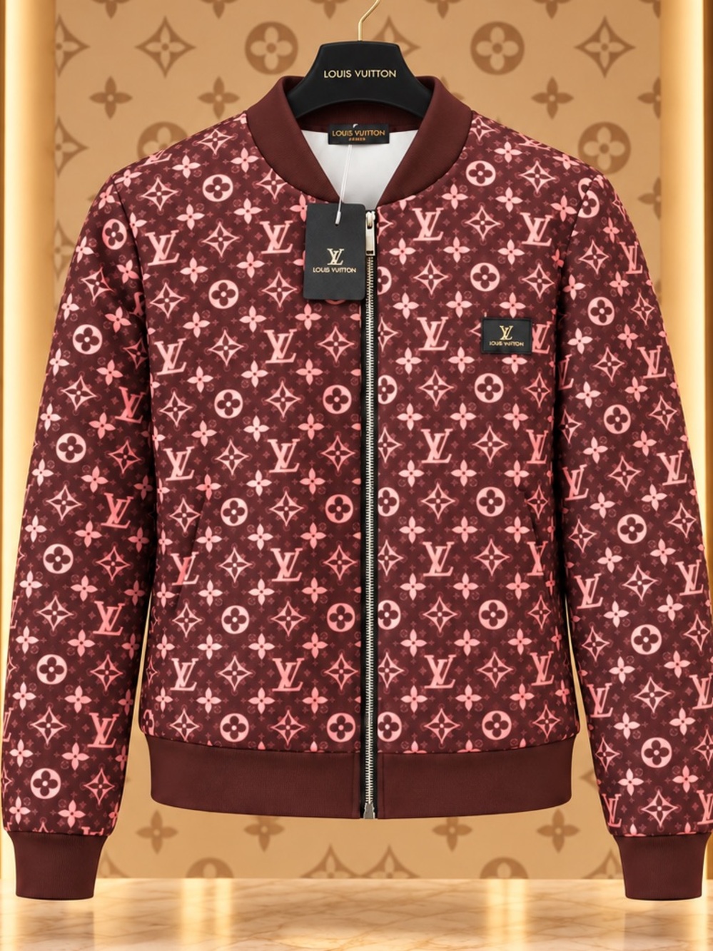 NWT! Louis Vuitton Brown Monogram Bomber Jacket M - Picture 2 of 9